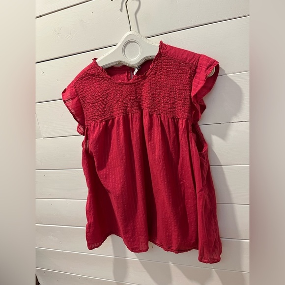 🩷 Red Smocked Flutter Sleeve Top – Old Navy – Size XXL🩷 - Picture 5 of 7